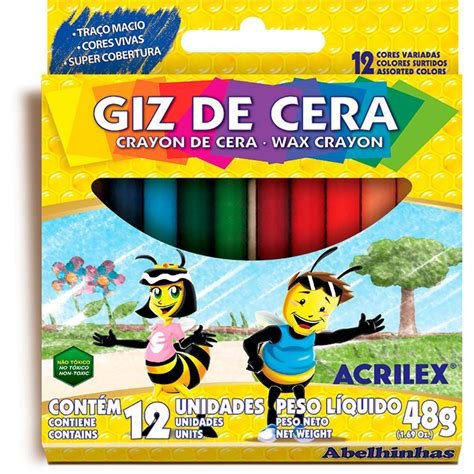 Giz de Cera 12 Cores da marca Acrilex
