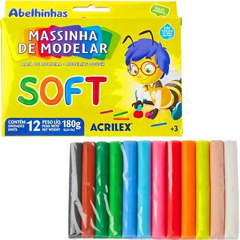 Massinha Soft 12 Cores 180g da marca Acrilex
