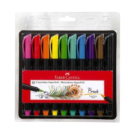 Caneta SuperSoft Ponta Pincel 10 Cores da marca Faber-Castell