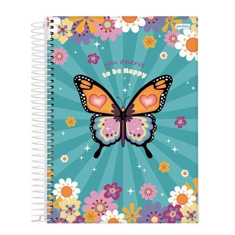 Caderno Universitário Capa Dura Flower 10 Matérias da marca Jandaia